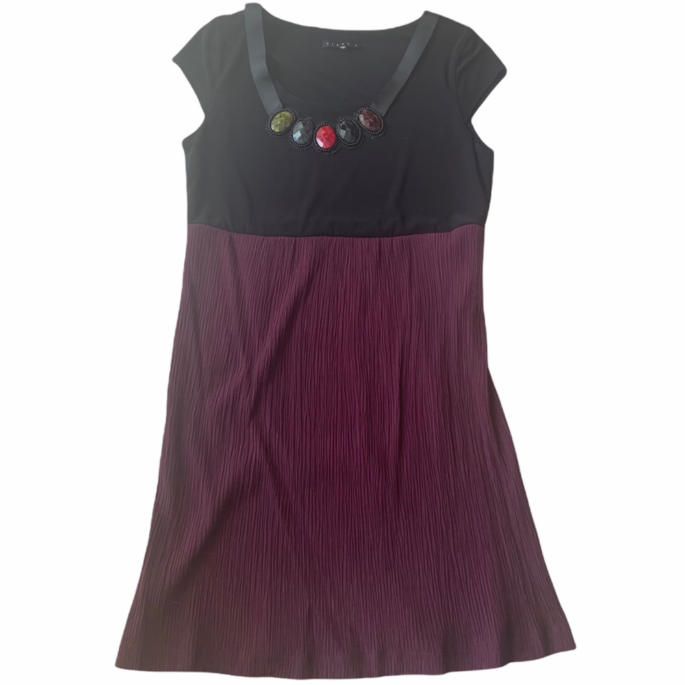 purple and black tiana b a line knee length dress size 10